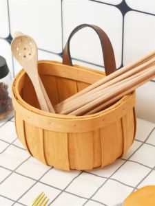 กระเช้าเก็บของสำหรับห้องครัว ทำจากไผ่ จัดระเบียบเครื่องปรุงรส เชือกไผ่ กระเช้าติดผนัง เก็บเครื่องปรุงรสและกระเทียม