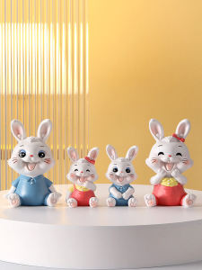 Cute Rabbit Desktop Decorations Healing Style Office Desk Accessories Girl Heart Room Decoration Bedroom Decor Small Figurines