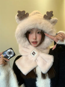หมวกกันหนาวแบบมีหูปีกสุดน่ารักสำหรับผู้หญิง พร้อมผ้าห่มแบบอเนกประสงค์ ดีไซน์ใหม่ ปี 2025 อบอุ่นและปกป้องหูในฤดูหนาว