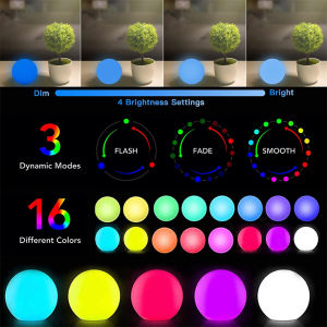 2pcs Floating Pool Lights 16 Color Changing RGB LED Ball Lights IP67 Waterproof 7.8cm Hot Tub Night Lights Pool Toys Cy