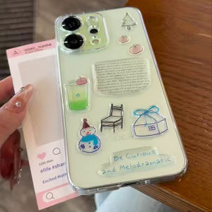 OPPO Reno 14 5G Case OPPO Reno 14 Pro 5G Clear Shockproof Transparent Hard Case with Three-dimensional Creative DIY Stickers Camera Cover Lens Protector Phone Case