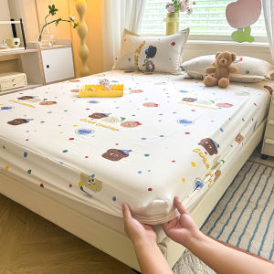 Dansunreve Fitted Bed Sheet Washed Cotton Cartoon Animal Printed Bedsheet Class A Skin-friendly Fitted Bedsheet Single/Queen/King/Super King
