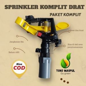 PAKET KOMPLIT Sprinkler Tembak kuning + Sock drat Sprinkler Taman Alat Sistem Irigasi