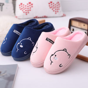 Winter New Arrival K-style Cartoon Bear Cotton Slippers Indoor and Outdoor Home Non-Slip Heattech Couple Stuffed Confinement Cotton Slippers