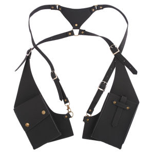 PU Leather Double Shoulder Bag Anti-Theft Hidden Underarm Strap Wallet Phone Holster Leisure Pouch for Sport Vest Outdoor Travel