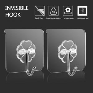 10/20 PCS Transparent Stainless Steel Self-Adhesive Hooks Bathroom Towel Clothes Storage Sticker Hooks Key Hangers Storage