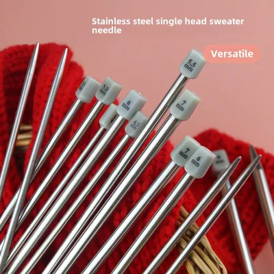 Stainless Steel Single-Head Wool Knitting Needle Hand Knitting Tools Suit 36cm Knit a Sweater Single-Head Needle with Plug Long Needle