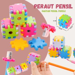 Zaman Now - Peraut Pensil Putar Rautan Pensil Karakter Puzzle / Rautan Pensil Mini Bentuk Puzzle / Serutan Pensil Model Puzzle