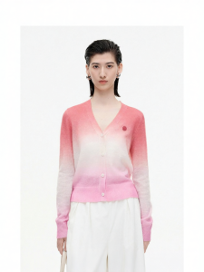 Gradual Color Change Merino Mohair Sweater V-Neck