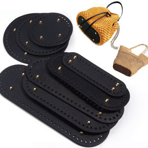 High Qualtiy Black Long Bottom for Knitted Bag PU leather Bag Base Handmade Bottom With Holes Diy Crochet Bag Bottom Accessories