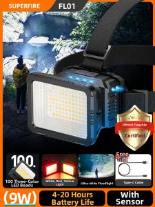 SUPERFIRE | Super Bright Rechargeable LED Headlamp with Long Battery Life and Induction for Fishing