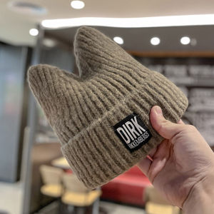 Korean Style Warm Knitted Woolen Cap for Women with Ear Flaps Cute Cartoon Design Fall Winter Fashionable Versatile Accessory