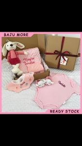 Embroidery Name Newborn Baby Giftset Hamper Sulam Nama Hadiah Bayi Customize Name Gift box