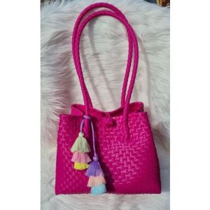READY - Tas Jali Anyaman Premium Uk M - Free Rainbow/Syal - Motif Polos