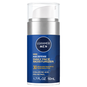 Mens Age Defense Daily Face Neck Moisturizer with SPF 30 Broad Spectrum SunscreenPro-Retinol Hyaluronic AcidBeard-Friendly