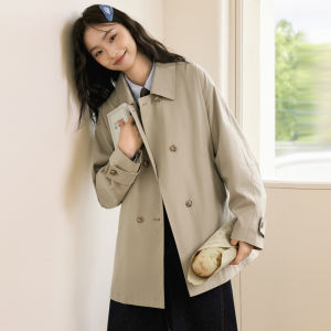 BY IHAPPY | Áo Khoác Trench Mid Length Cổ Notch Mới Kiểu Double Breasted Có Đai Dây