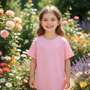 100% Cotton Childrens Short-sleeved Childrens t-shirt Boys and Girls Solid Casual Style T-shirt Breathable and Elastic