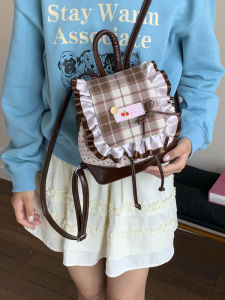 Ballet Style Mini Lace Backpack Womens Fashionable Trendy Handbag Single Shoulder Bag Bookbag Youthful Daily Use Waterproof