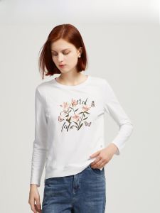 Fashionable Long Sleeve round Neck Printed T-Shirt Womens Base Layer Loose Anti-aging Top for Autumn Season by Finity