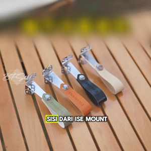 ISE MOUNT Gantungan Barang Camping Double Hook Kulit PU Model Clip Kancing Stainless Campervan Outdoor