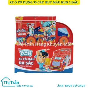 Xe ô tô bằng thiếc đựng 33 cây bút màu Kun