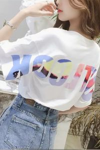 QIANSHUIYIYUN | Lettering Loose Womens T-shirt