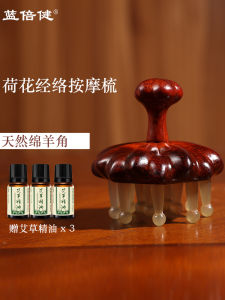 Anti-Hair Loss Sandalwood Comb Wide Tooth Mens Special Anti-Static Lotus Deer Antler Meridian Massage Comb for Hair Care