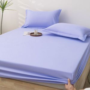 Dansunreve Plain Bedsheet Colorful Japanese Style Queen/King Fittedsheet Single/Super Single Washed Cotton Fitted Sheet