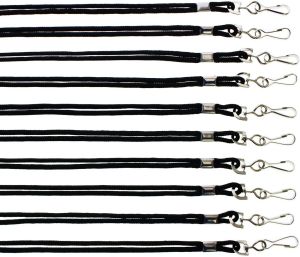 10 Pack - Premium Round ID Badge Holder Neck Lanyards for Badges and Name Tags - 36 in Non-Breakaway Heavy Duty Rope Cord