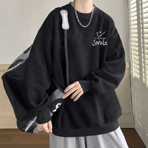 American Retro Oversize Hoodie Mens Loose Fit Cotton round Neck Sweatshirt Autumn Winter Fashionable Streetwear Casual Style