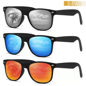 CRIXALIS 2/3PCS Sunglasses Men Polarized Driving Sunglasses for Womens Retro Mirror Lens for Driving Fishing UV400 Protection
