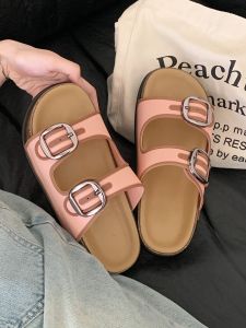 High-End Color Block Birkenshoes Womens Outdoor Fashionable Summer Anti-Slip Flat Heel Korean Style Youth Casual Slip-On Sandals