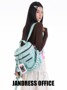 JANDRESS | Mint Green Commuter Backpack with Multiple Pockets and Rivets