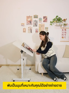 AIBG โต๊ะทำงาน โต๊ะพับได้ โต๊ะที่สามารถเคลื่อนย้ายได้ 80/60CM ล้อสามารถแก้ไขได้ ห้องนอน ห้องนั่งเล่น แข็งแรง มั่นคง ไม่สั่น Study table