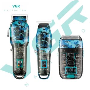 Bộ Cắt Tỉa Tóc Cá Nhân Hóa 3 Trong 1 VGR 645 Với Chức Năng Cắt Tỉa Cạo Râu Và Khắc Điện Tử LED Kỹ Thuật Số Dành Cho Người Lớn