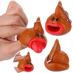 3PCS Novelty Funny Gift Gadgets Poop Keychain Prank Squeeze Tongue Tricky Stress Relief Relax Toys Poop Squeezing Fun Toy