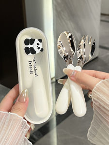 Cute Childrens Spoon Fork Set 304 Stainless Steel Baby Auxiliary Food Special Utensils Meal Small Spoon Baby Feeding