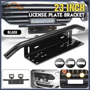 AUTOFun Car number plate Offroad Front Number Plate Bracket Frame Holder Light Bar Mount Bumper For Vehicle