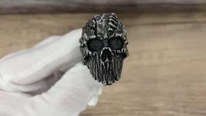 Gothic Vintage Black Devil Skull Rings Steampunk Stainless Steel Skull Ring Mens Hiphop Motorcycle Rock Biker Jewelry Wholesale