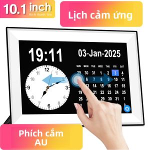 Đồng Hồ Báo Thức Kỹ Thuật Số Màn Hình Cảm Ứng 10.1 Inch Với Lịch Màn Hình Lớn Dành Cho Người Già Chế Độ Dành Cho Người Mù Màu Nhắc Nhở Uống Thuốc Hình Vuông LED