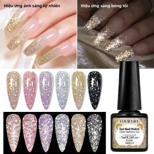 7ml Champagne Gold Silver Holographic Phản Quang Long Lanh Gel Sơn Móng Tay Sáng Bóng Lấp Lánh Sequins UV LED Ngâm Tẩy Sơn Bán Vĩnh Viễn