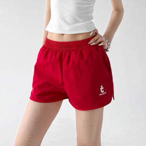 MUYUZI | Slimming High Waist Loose Quick-Dry Red Sport Shorts Women