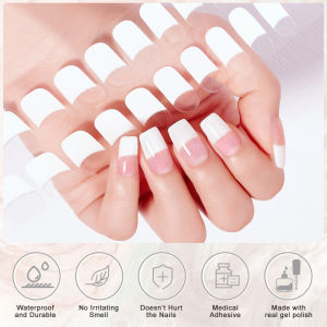 16/20Tips Nail Stickers Semi-Cured Gel Nail Wraps Adhesive Waterproof Long Lasting Gel Nail Stickers for UV Lamp Need Strips