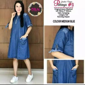 Dress jeans jumbo - Atasan big XXL size LD 120cm-Dress ibu hamil busui-ATANIA