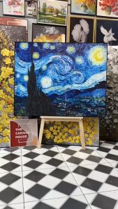 Tranh in Canvas Van Gogh - The Starry Night (1889) (Hình thật tại xưởng Đã có khung móc đinh treo) - The Canvas House