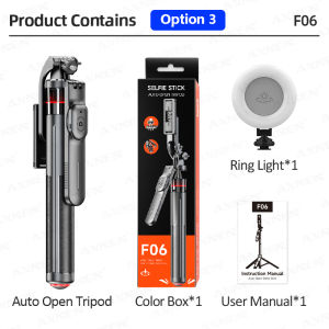 AXNEN | Auto Pop Up Tripod Phone Holder Selfie Stick 51.18" Extendable 360° Rotation Shot for Cellphone Action Camera with Wlress Remote