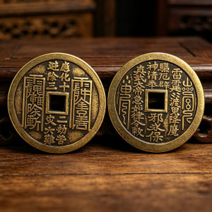 Vintage Chinese Feng Shui Copper Coin Amulet 43mm Diameter 3mm Thick Lucky Protection Craft Collection Item