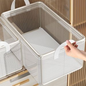JIYAN2866 Folding Storage Basket PVC Transparent Storage Box Multifunction Organizing Container for Clothes and Pants