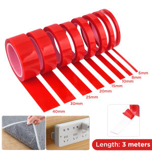 Double Sided Tape 3Meter 6-20mm Width Transparent Tape Washable Adhesive Traceless Sticker Glue for Home Office Wall DIY Crafts