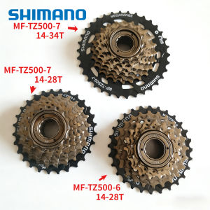 SHIMANO | SHIMANO TOURNEY TZ500 6/7 Speed Cassette Mountain Bike Freewheel Metal Thread Sprocket 14-28/34T Original Bike Part Cassete 6/7v